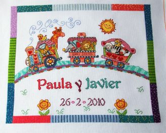 Cuadrito de nacimiento para Paula y Javier.